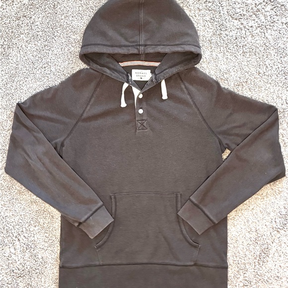 The Normal Brand Other - The Normal Brand Buttoned Henley Style Hoodie Pullover Stretch